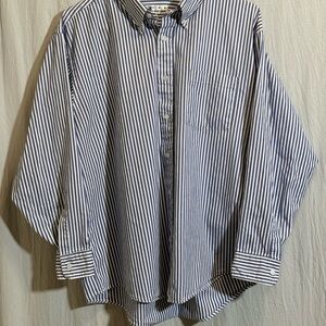 80s 2 Ply Pinpoint Oxford Pastel Blue and White Striped 100% Cotton Shirt